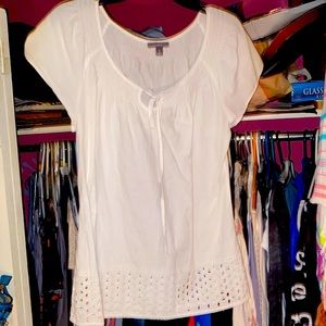 Apt.9 white cute almost sleeveless white 100% cotton top